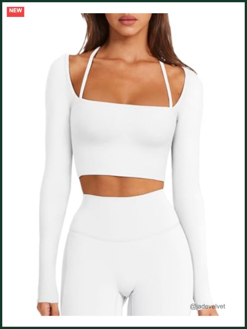 Seamless Halter Neck Crop Top Long Sleeve Knit Yoga Athletic Shirt